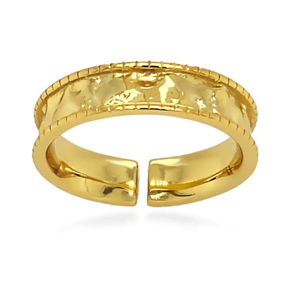 Gold Wrinkle Round O/S Ring Stack - Picture 3 of 4